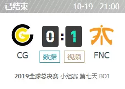 LOLS9全球总决赛10月19日小组赛CG vs FNC比赛视频