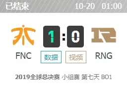 LOLS9全球总决赛10月20日小组赛FNC vs RNG比赛视频