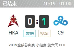 LOLS9全球总决赛10月19日小组赛HKA vs C9比赛视频