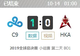 LOLS9全球总决赛10月14日小组赛C9 vs HKA比赛视频