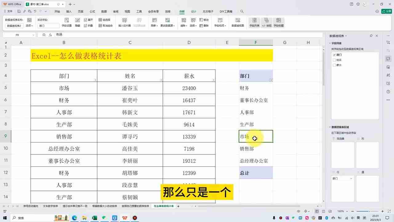 Excel数据透视表（使用Excel制作数据透视表教程）