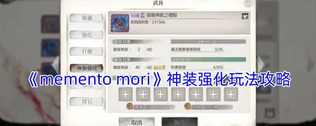 《memento mori》神装强化玩法攻略